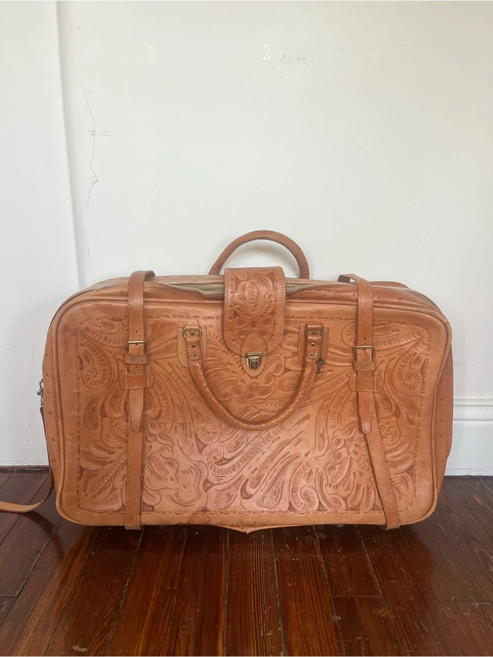 Vintage Grant's Naturals Tooled Leather Luggage Suite